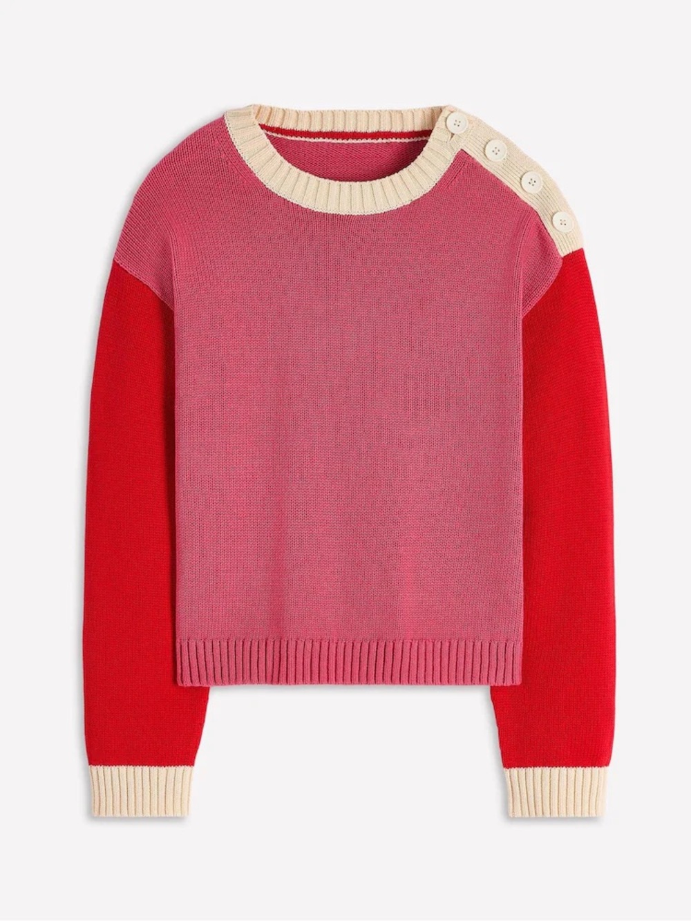 Boden Pink Red Jemma Chunky Cotton Jumper Knit Sweater Size Medium Women’s